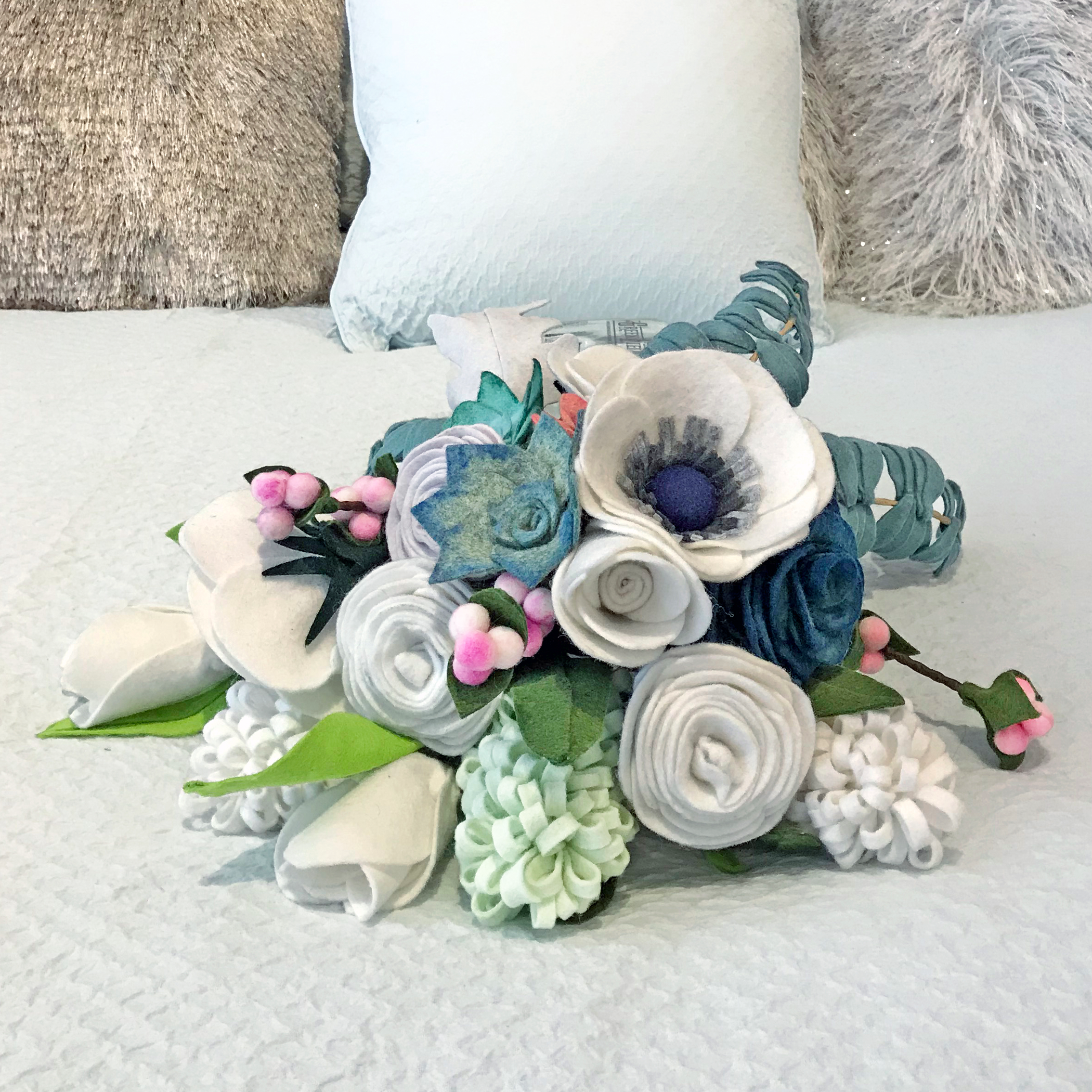 Anenome, Fern, Hyacinth, and Succulent Arrangement