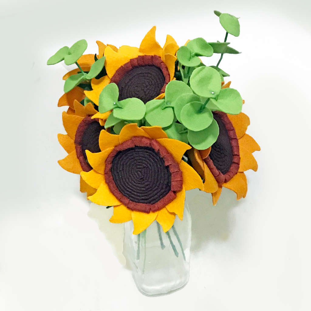 Amber Sunflower and Eucalyptus Bouquet