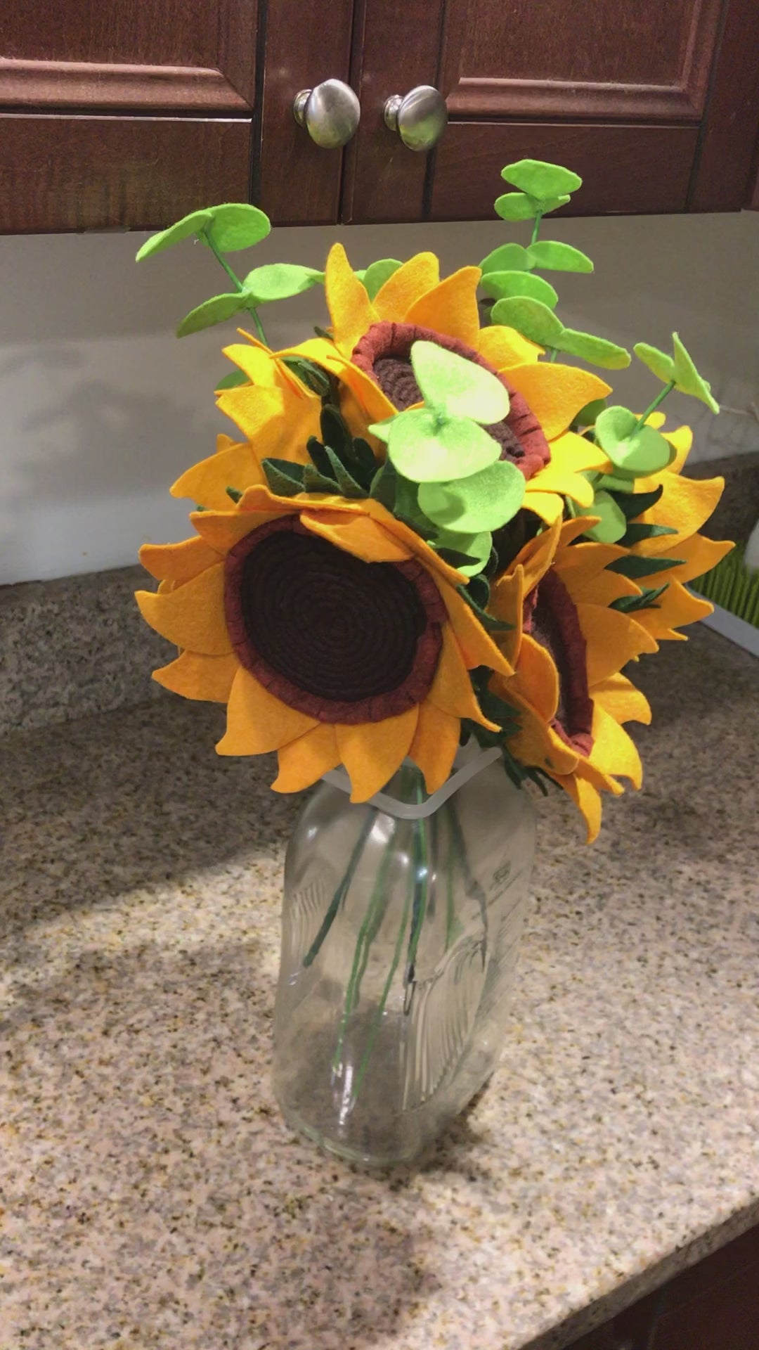 Amber Sunflower and Eucalyptus Bouquet