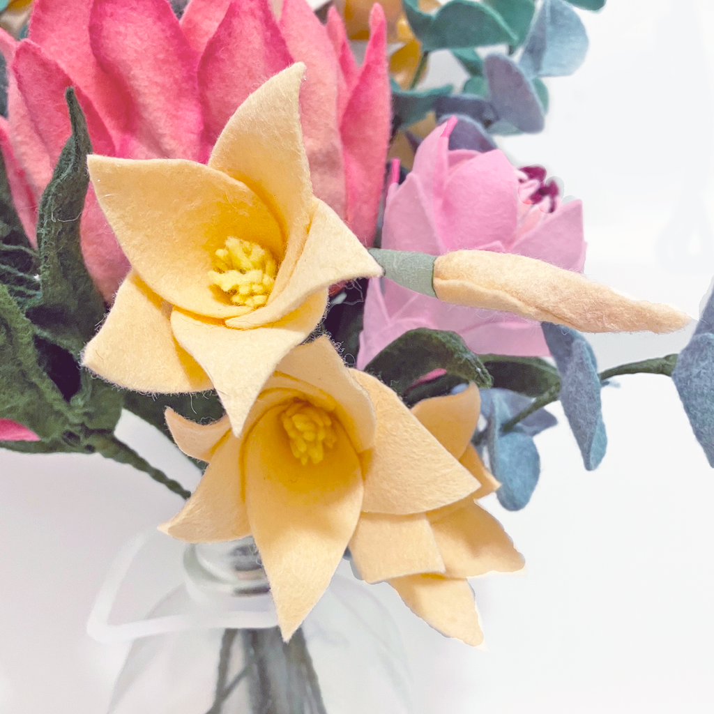 King Protea, Eucalyptus, and Larkspur