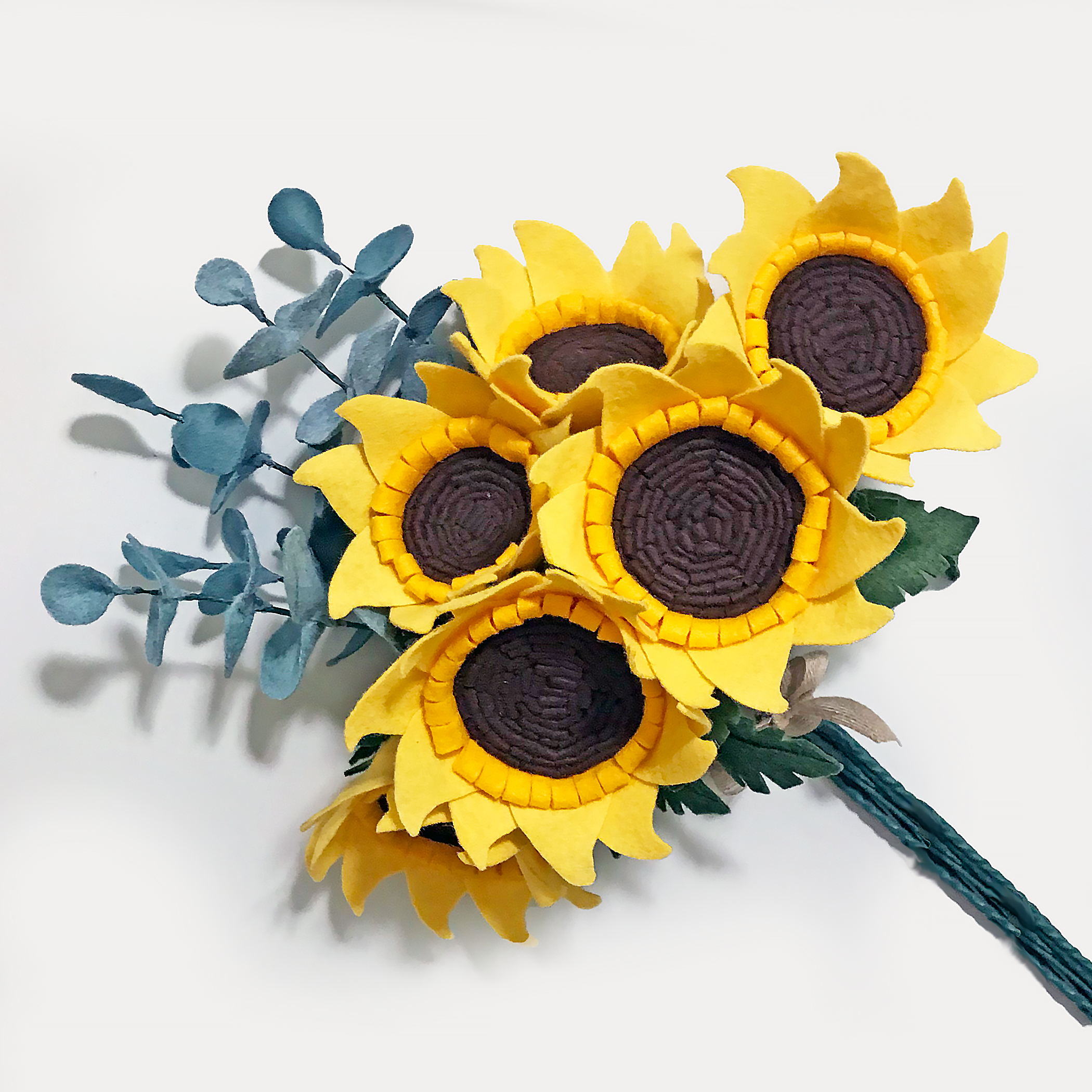 Yellow Sunflowers and Eucalyptus Bouquet